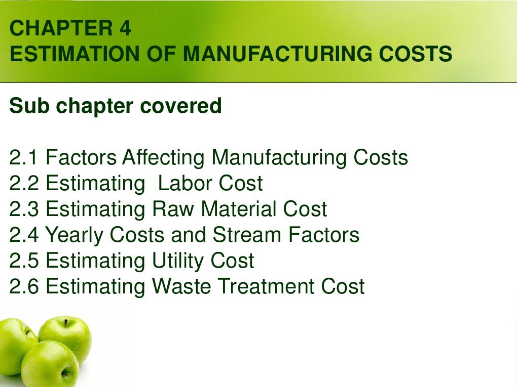 4 Manufacturing Cost Estimation PDF Cost Labour Economics
