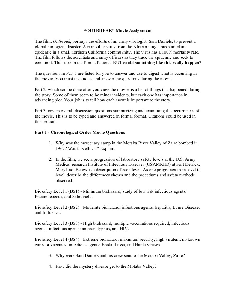 OUTBREAK Movie Questions | Infection | Medical