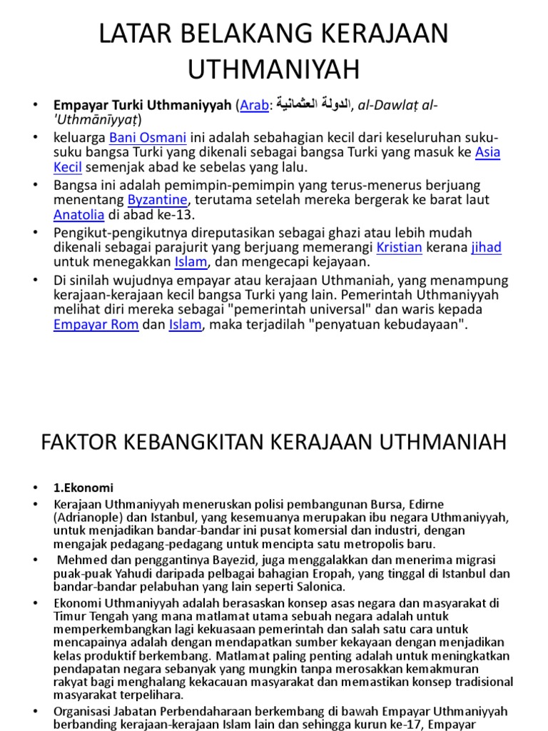 Latar Belakang Kerajaan Uthmaniyah Print Pdf