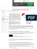 Setup Router As Access Point