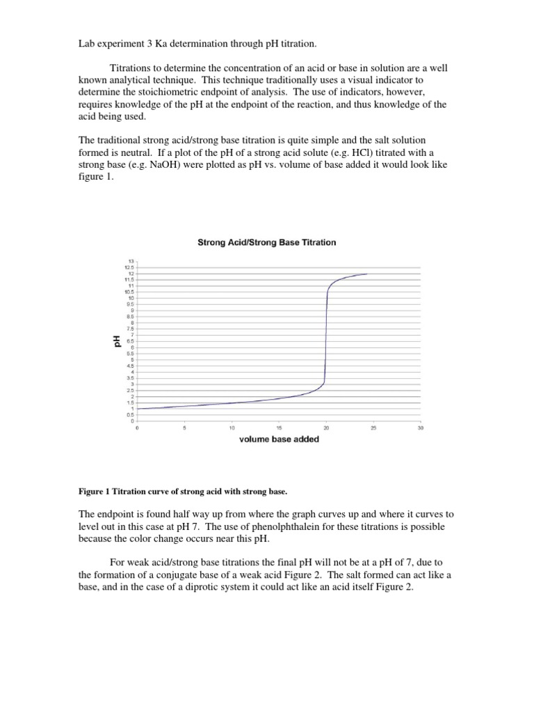 Ka Determination via pH Titration Experiment | PDF | Titration | Chemistry