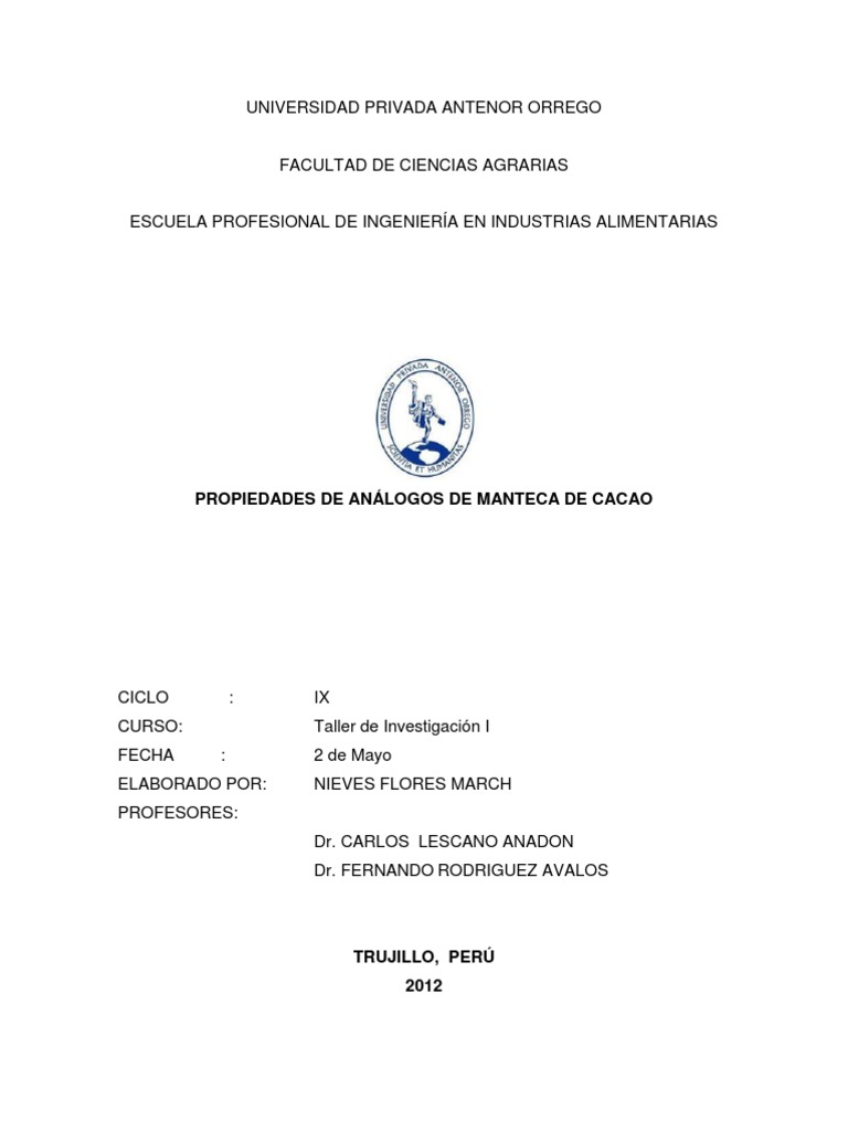 Monografia Chocolate Descargar Gratis Pdf Chocolate Sólidos De Cacao