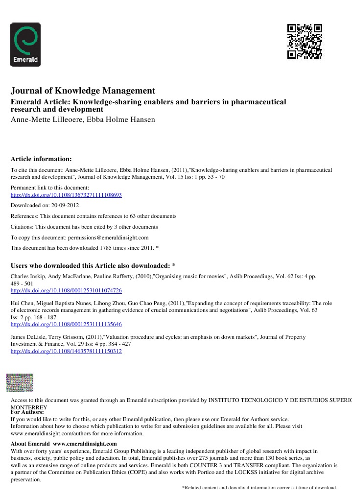 Knowledge Sharing Enablers | PDF | Knowledge Management | Tacit Knowledge