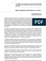 Vila Rica, Nota Sobre Casamentos de Escravos (1727-1826)