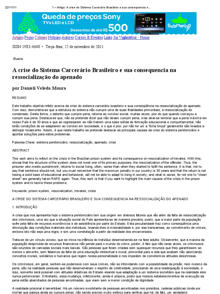 Redação Sistema Carcerário Brasileiro Problemas E Soluções