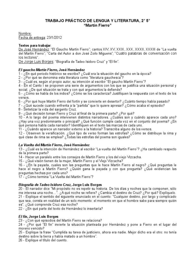 Trabajo Práctico Martín Fierro