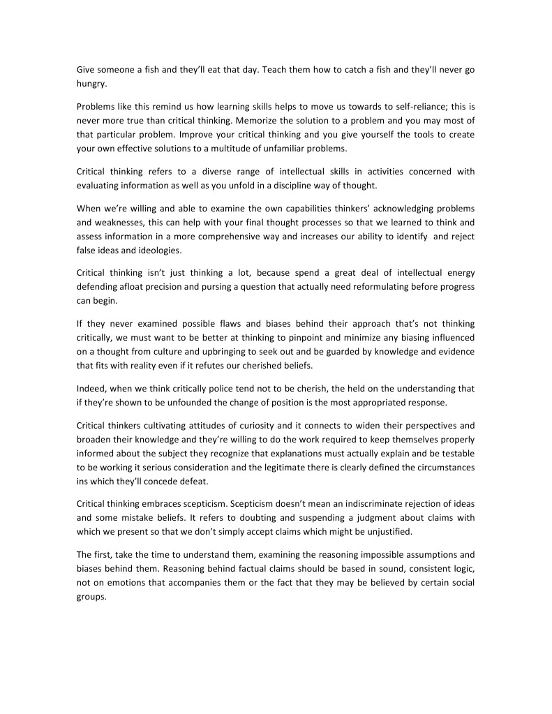 Critical thinking essay paper image