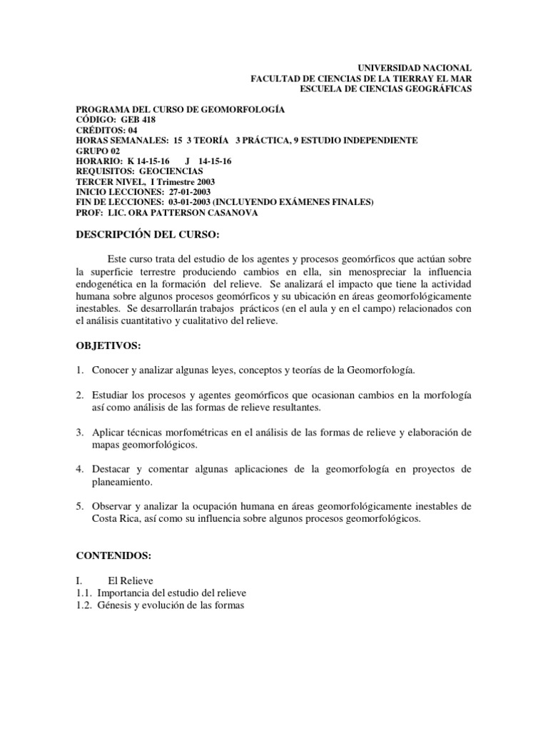 Geomorfología It Ora 2003 PDF Geomorfología Terreno