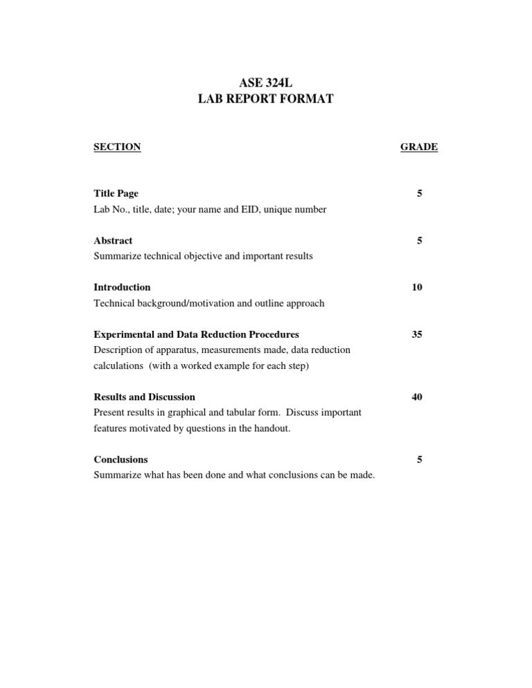 ASE 324L Lab Report Format Guide | PDF
