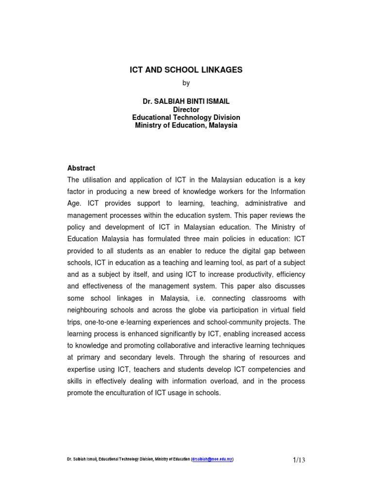 ICT in Malaysian Education Policy | PDF | Educational Technology | Teachers