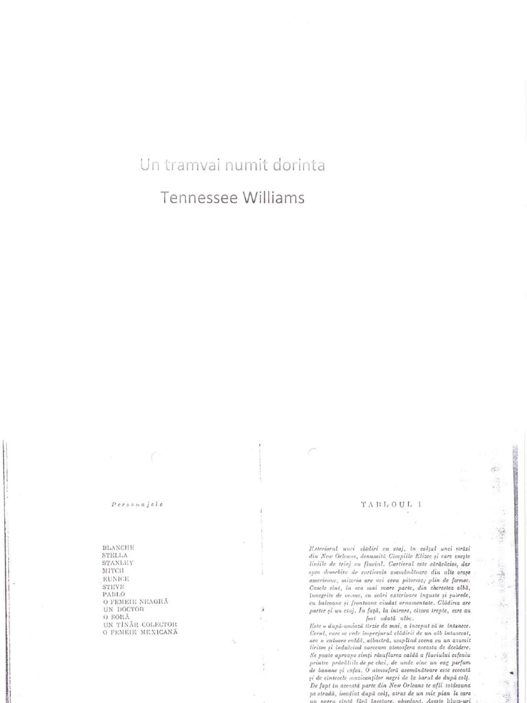 Un Tramvai Numit Dorinta Tennessee Williams