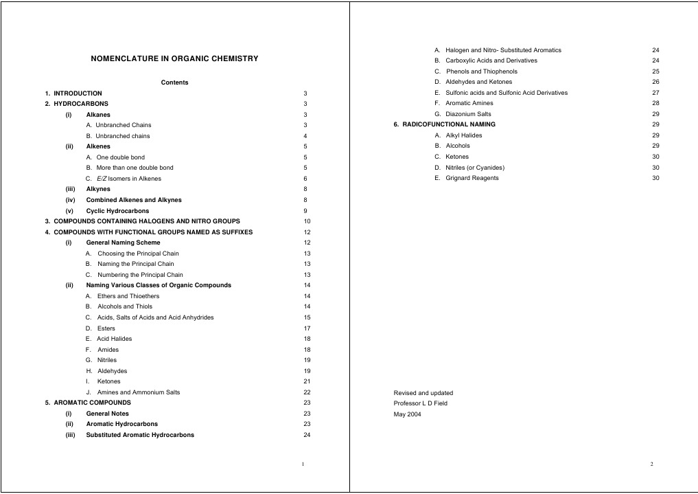 Nomenclature in Organic Chemistry | PDF | Alkene | Alkane