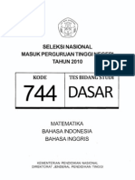 Soal SNMPTN 2010 Dasar Kode 744