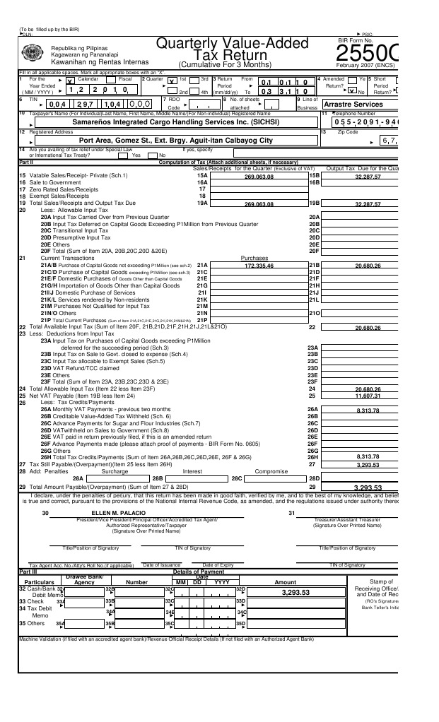 Quarterly VAT Return Form Guide | PDF