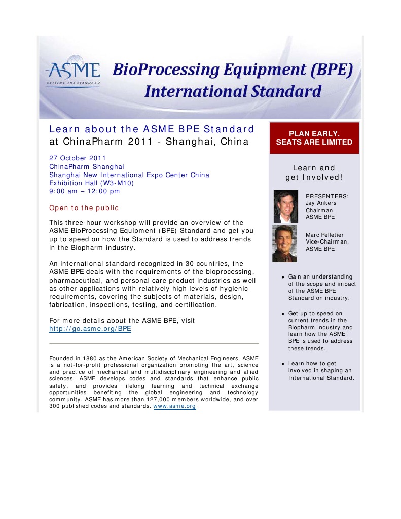 ASME BPE Standard Workshop Overview | PDF | Technology & Engineering