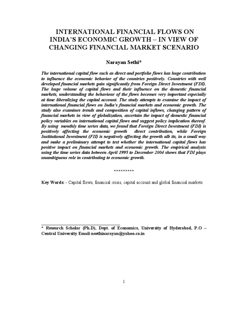 Impact of International Capital Flows on India's Growth | PDF