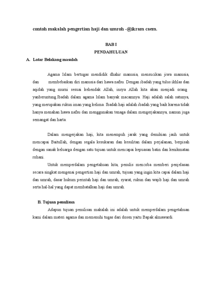 Contoh Makalah Pengertian Haji Dan Umroh