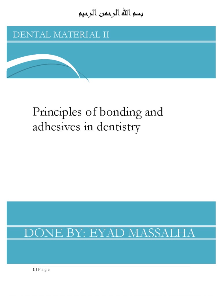 Bonding and Adhesives | PDF | Dental Composite | Tooth Enamel