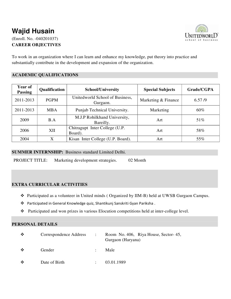 Wajid - CV | PDF | Career & Growth | Business