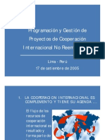 Gestion de Proyectos de Cooperacion Internacional