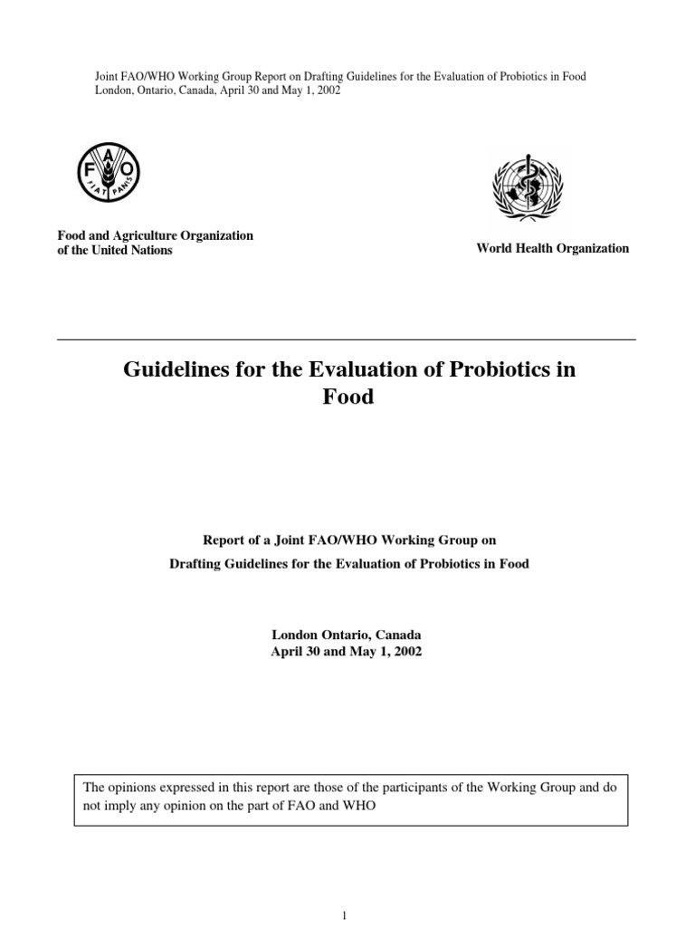 Probiotic Evaluation Guidelines Report | PDF | Probiotic | Phases Of ...