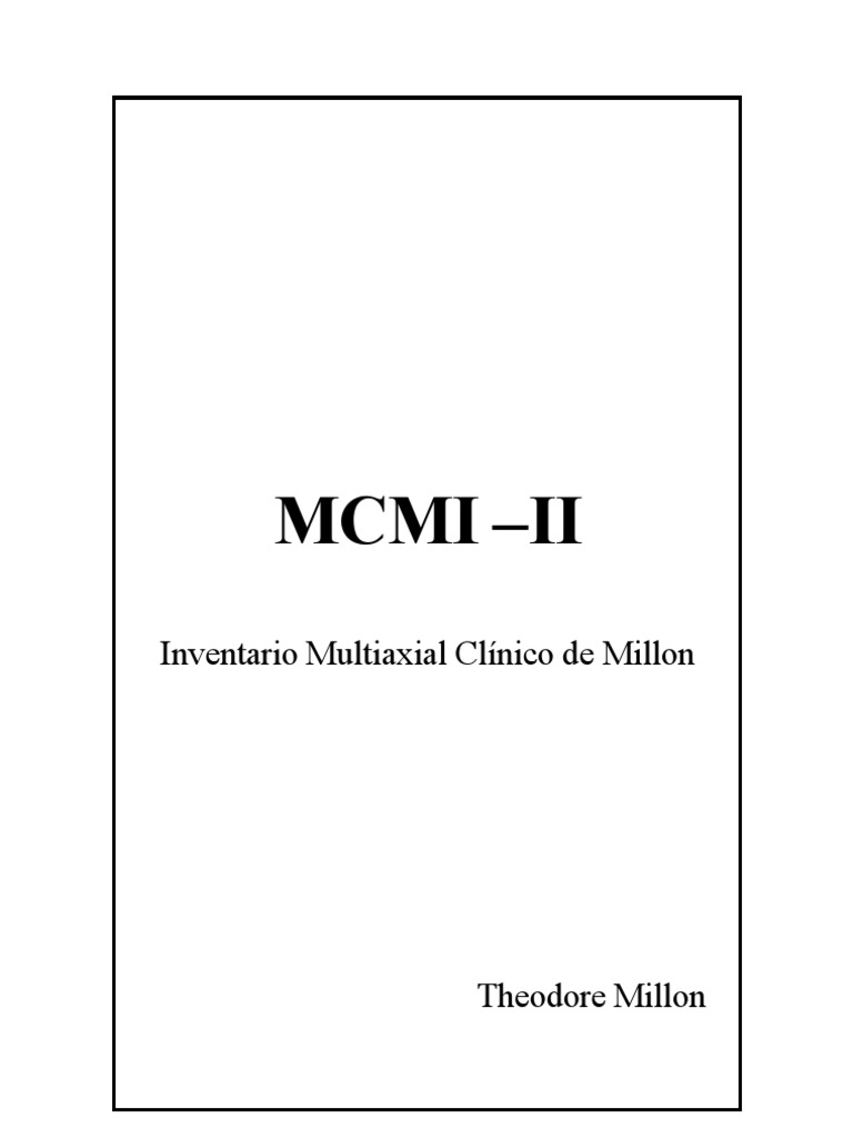 Inventario Multiaxial Clínico de Millon (Cuadernillo) PDF