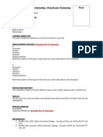 Name in Block Letters: Sample Resume - Internship / Practicum Trainning