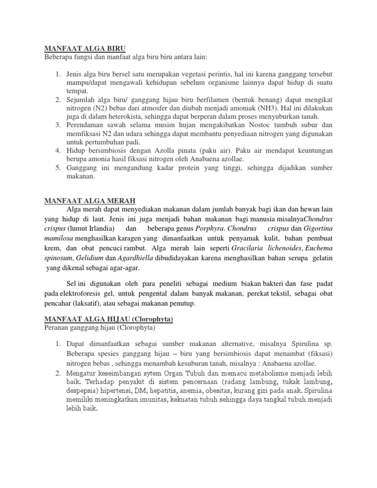 Manfaat Alga Biru