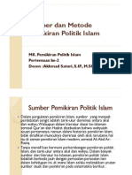 Sumber Dan Metode Pemikiran Politik Islam