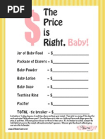 The Price Is Right BABY (YELLOW) Free Printable Baby Shower Game