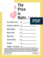The Price Is Right BABY (YELLOW) Free Printable Baby Shower Game