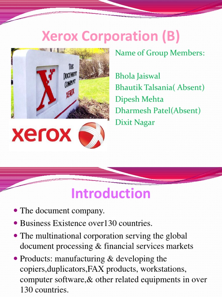 Final PPT of XeroxCorporation Photocopier Business Process