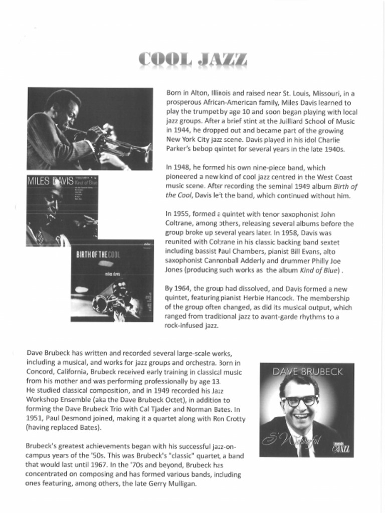Cool Jazz Handout