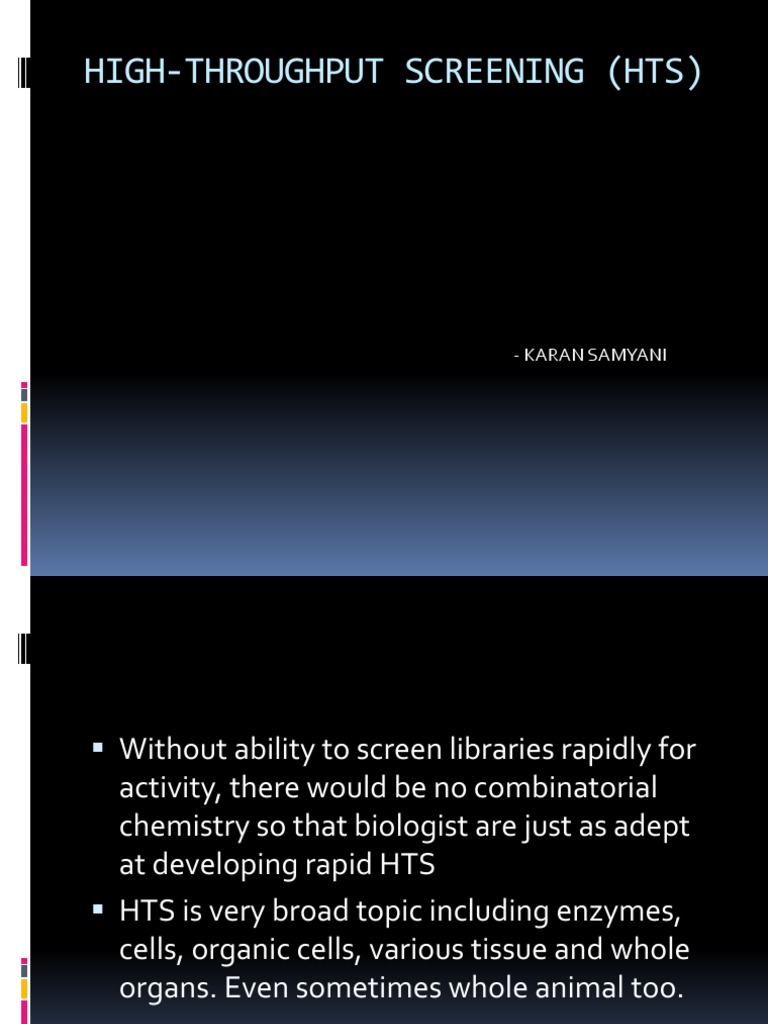 Overview of High-Throughput Screening | PDF | High Throughput Screening ...