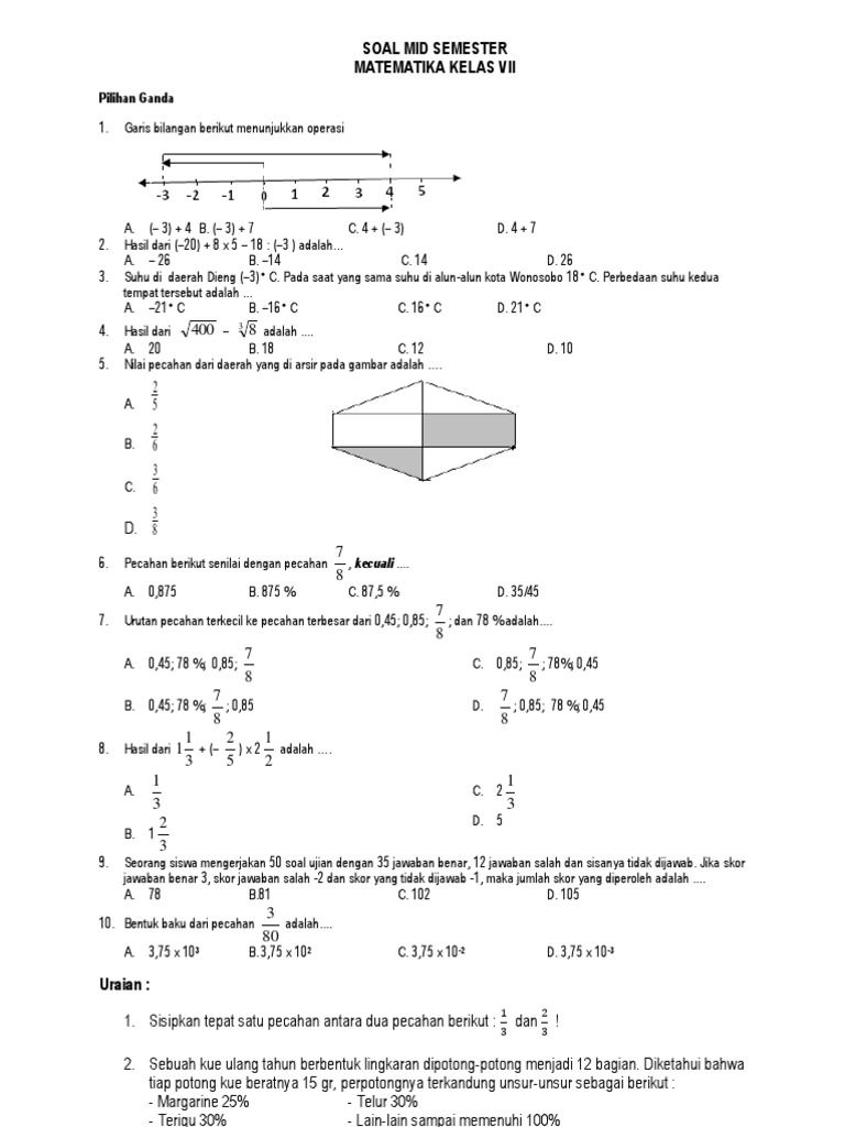 Soal Mid Semester Kelas 7