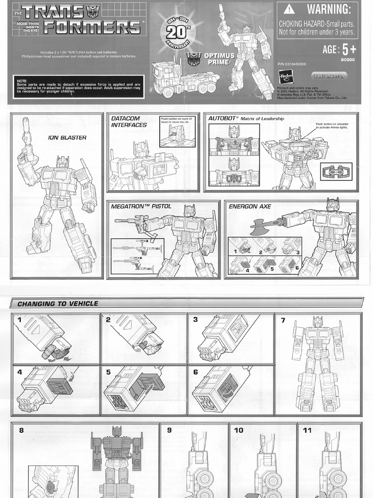 Optimus Prime Instructions Pdf – VGSH