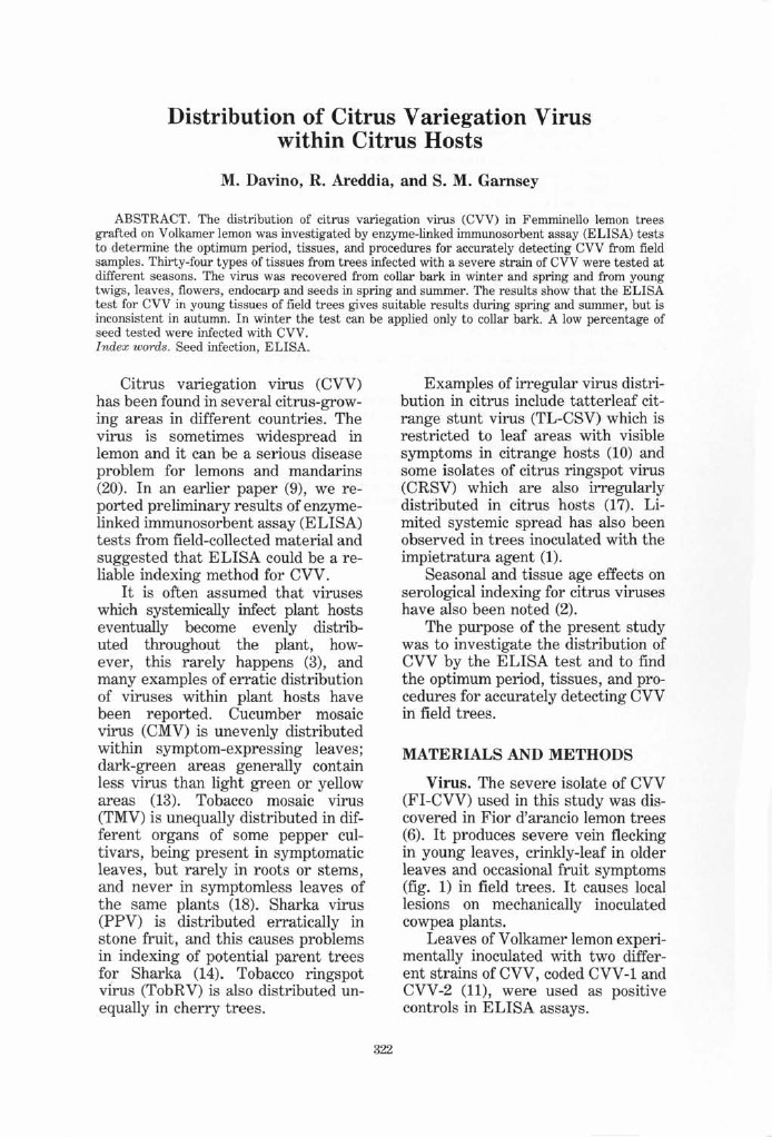 Citrus Variegation Virus Detection Methods | PDF