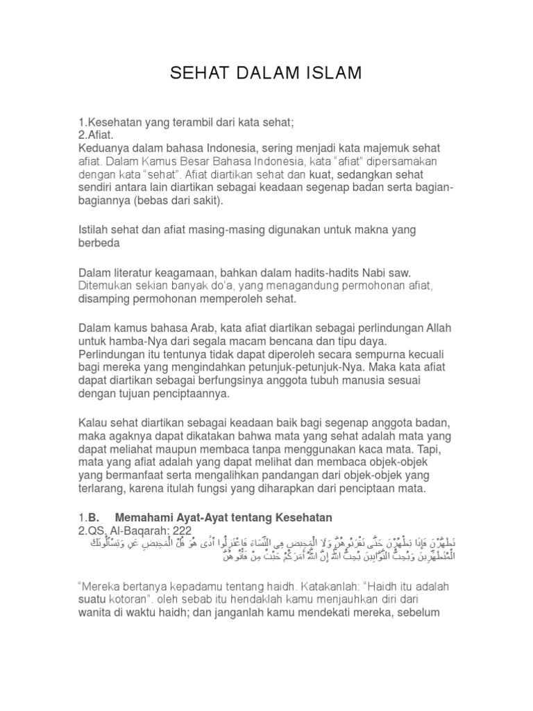 Sehat Dalam Islam