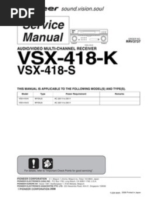 Pioneer Vsx 418 Pdf Electrical Connector Audio Electronics