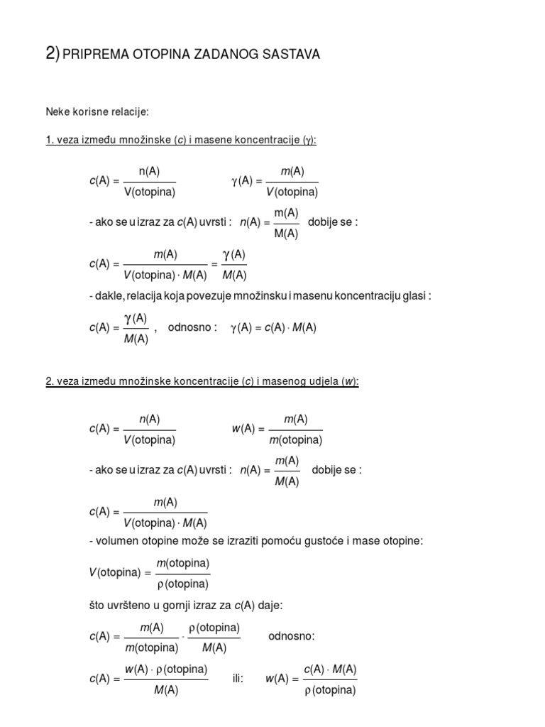 02 - Priprema Otopina Zadanog Sastava | PDF