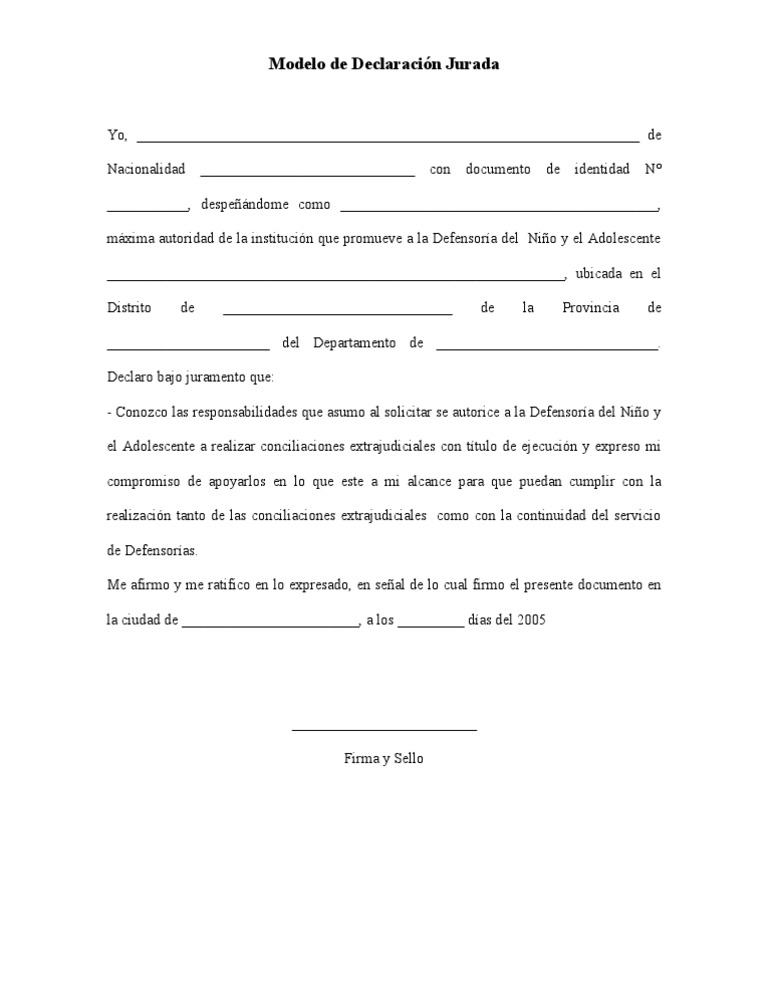 Modelo Declaracion Jurada Actual | PDF