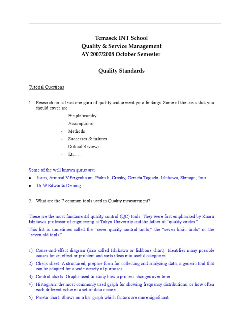 Quality Management Tutorial Guide | PDF | Standardization | Causality