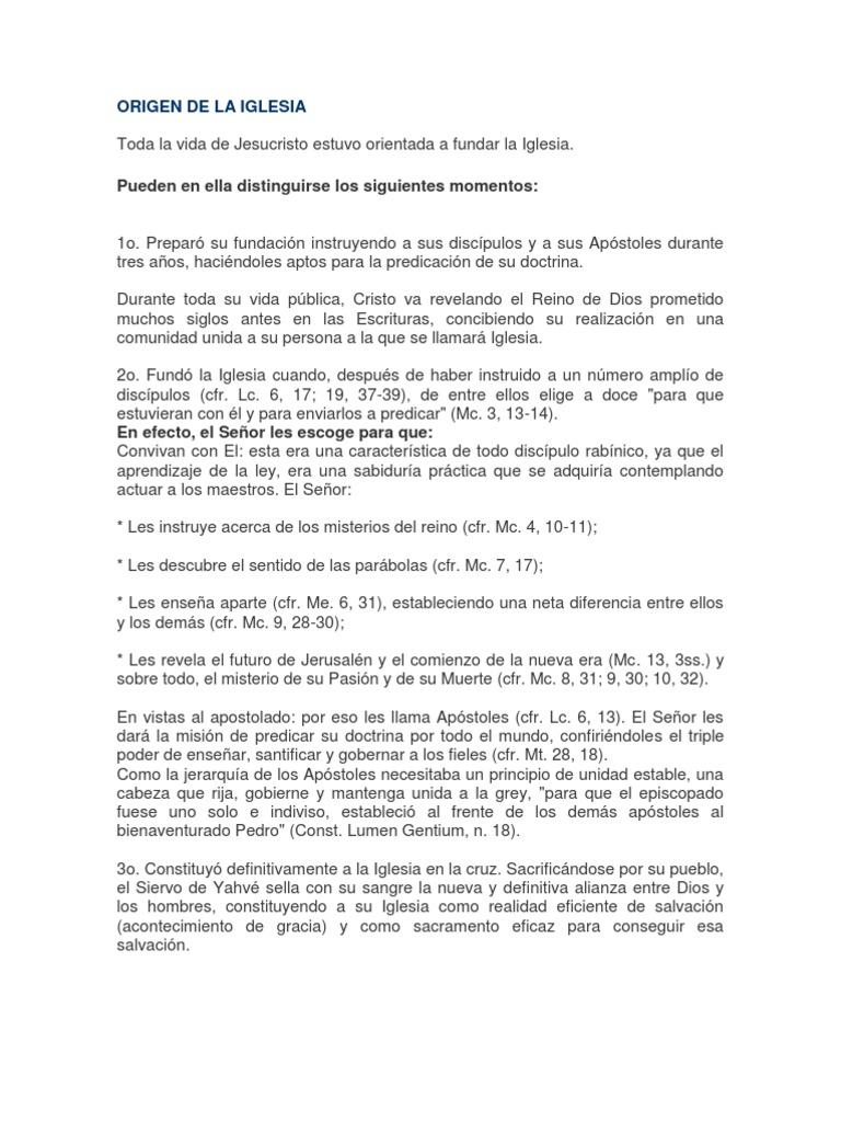 Origen de La Iglesia | PDF | Jesús | Iglesia Católica