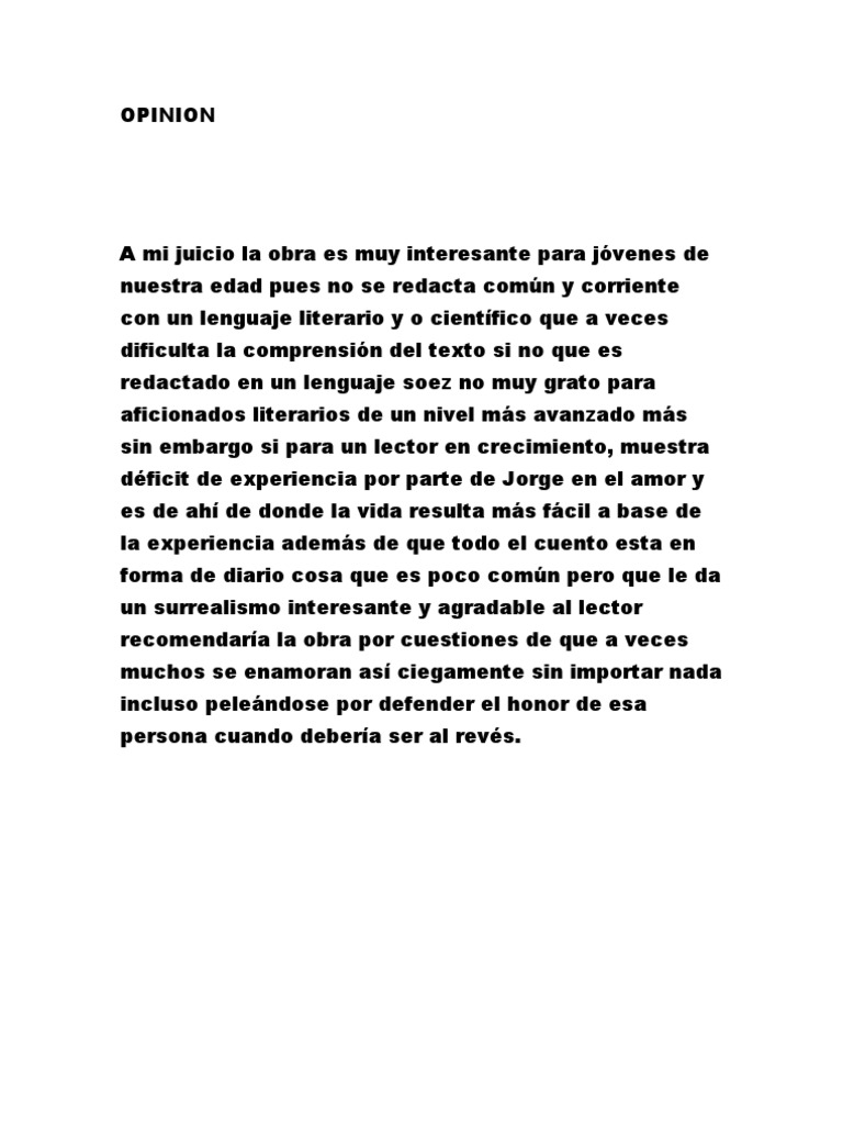 Opinion sobre el cuento el principio del placer