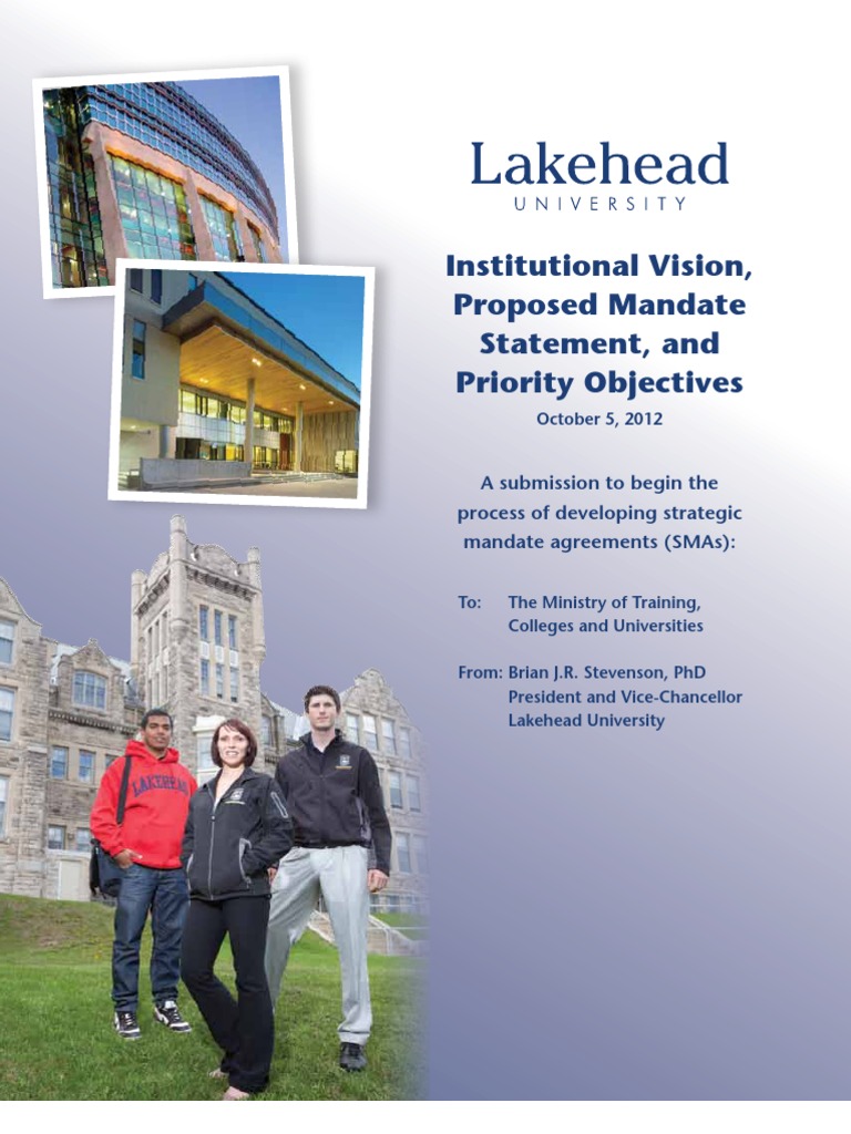 Ontario - Institutional Vision, Proposed Mandate Statement and Priority ...