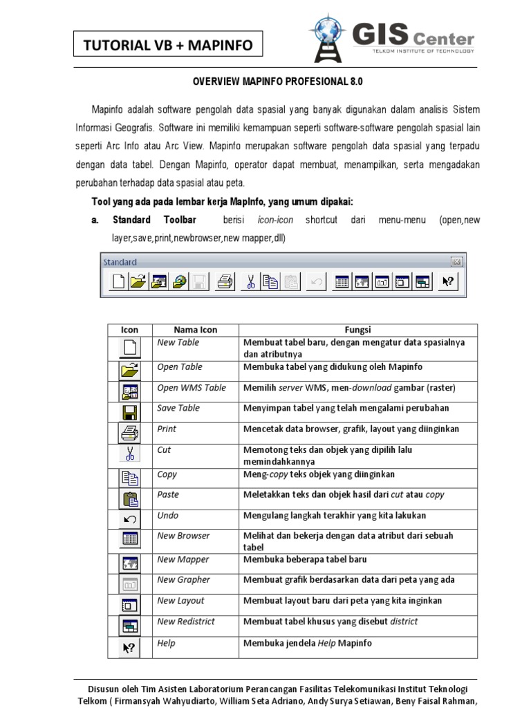 Tutorial Penggunaan MapInfo 8.0 | PDF