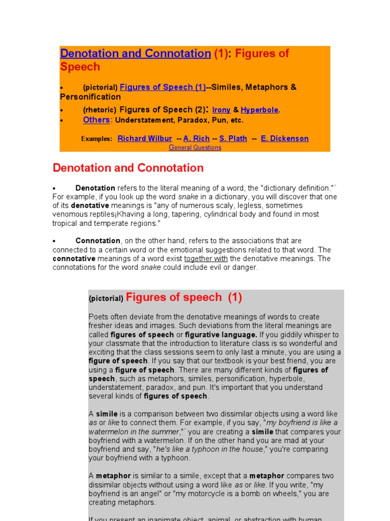 Understanding Denotation and Connotation | PDF | Irony | Anthropomorphism