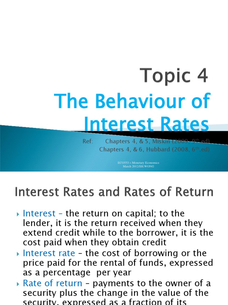 The Behaviour of Interest Rates | PDF | Demand For Money | Interest Rates