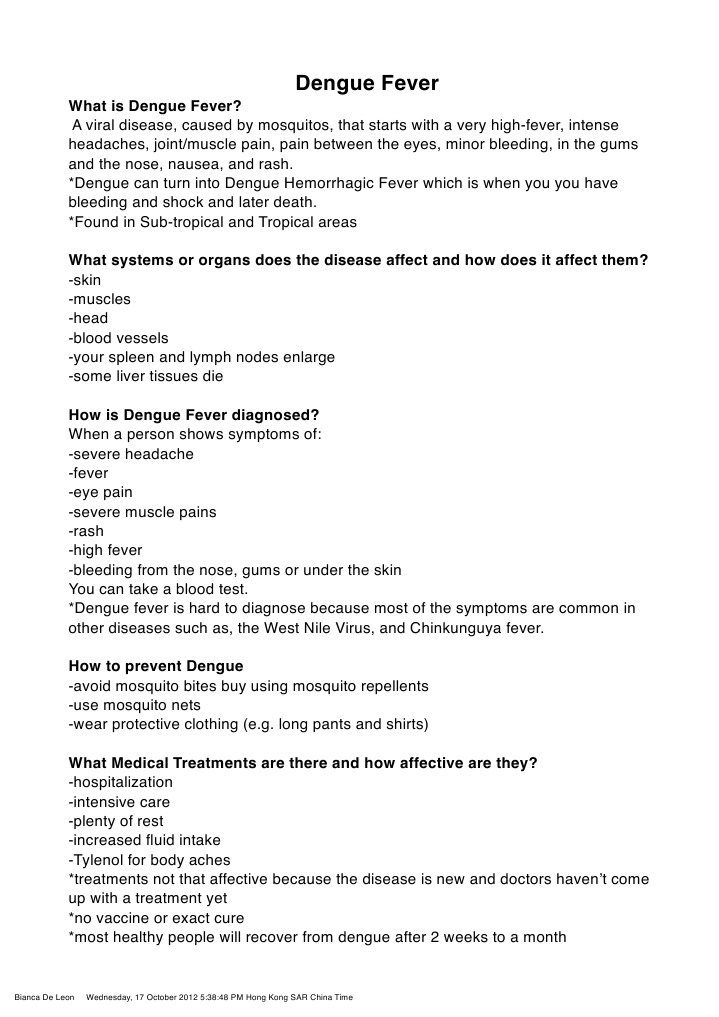 Understanding Dengue Fever Symptoms & Treatment | PDF