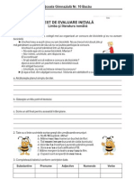 Test Iniţial Limba Româna, Clasa A IV-a